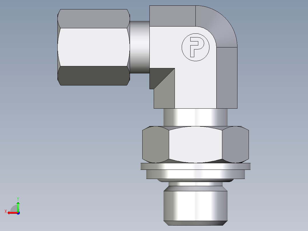 卡套式工业通用硬管接头EO_Adjustable_Locknut_elbow_WEE04LLRCF后视图