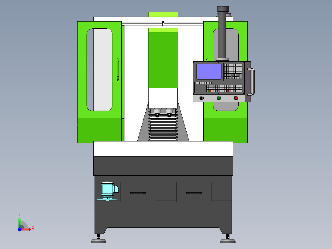 悬臂式双头精雕机sw18可编辑前视图
