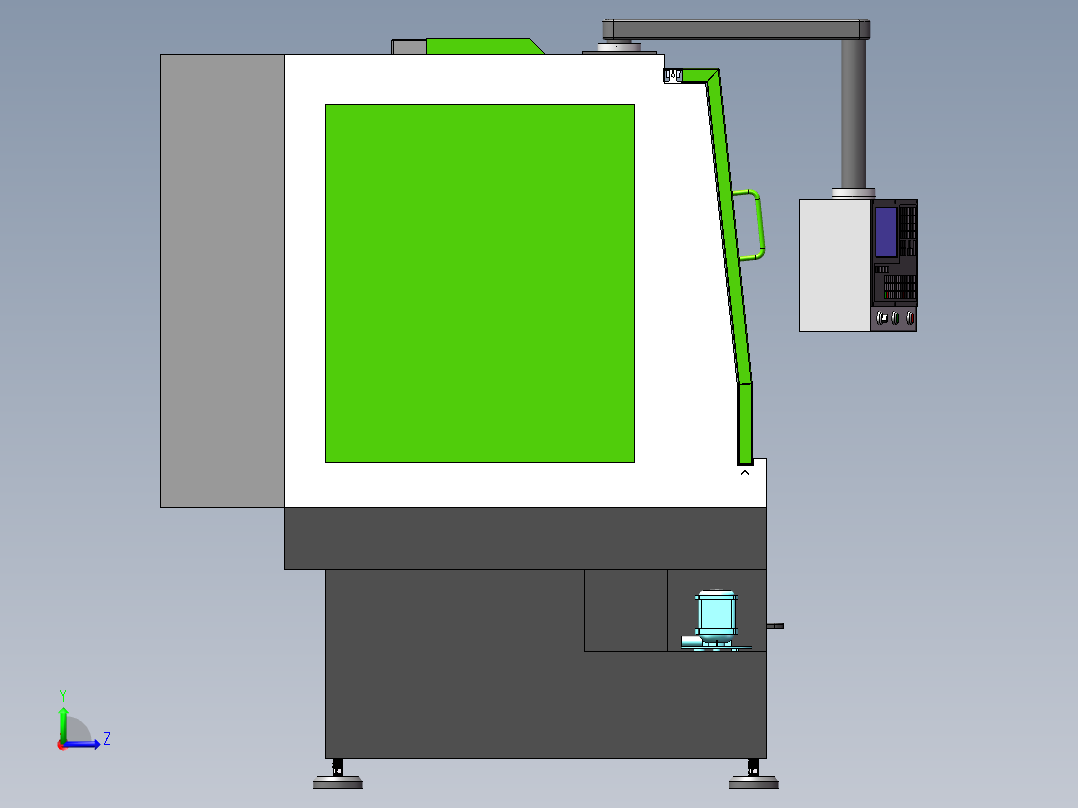 悬臂式双头精雕机sw18可编辑左视图