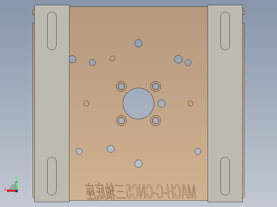 MACH-C笔记本CNC工装夹具三维模型-CNC5三轴底座后视图