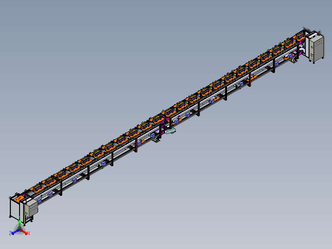 三元电池倍数链线体step前视图