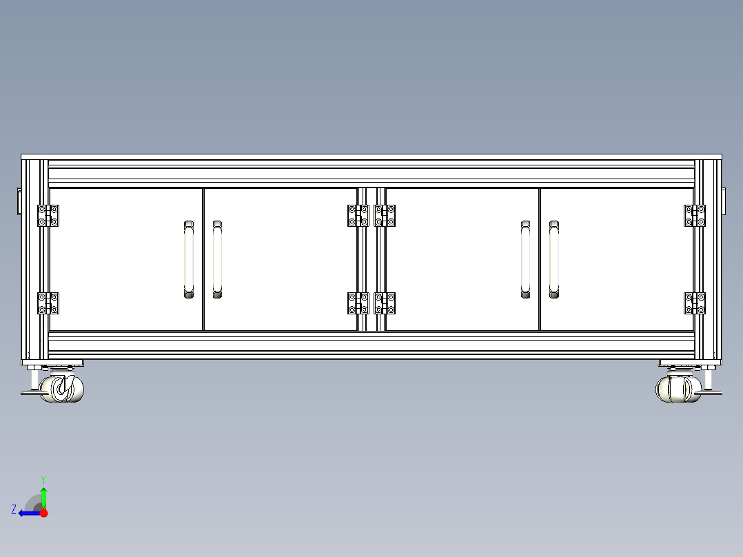 铝型材工作平台设计右视图