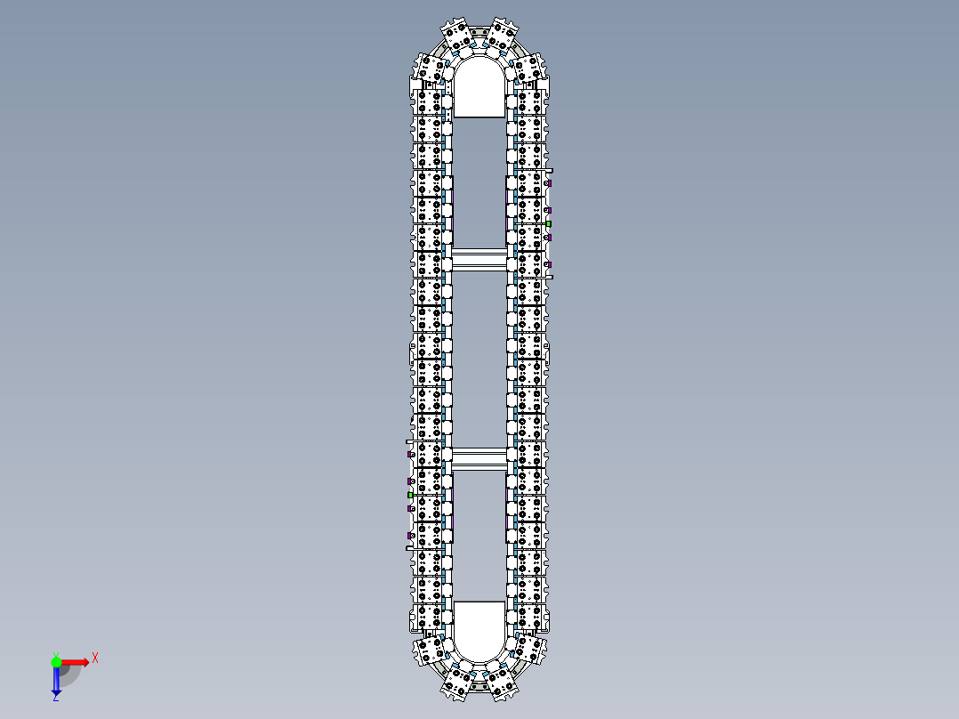 环形导轨循环输送线48工位低间距椭圆环形导轨传送线俯视图