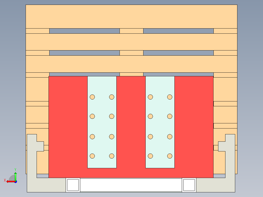 筋箍托盘架三维设计后视图