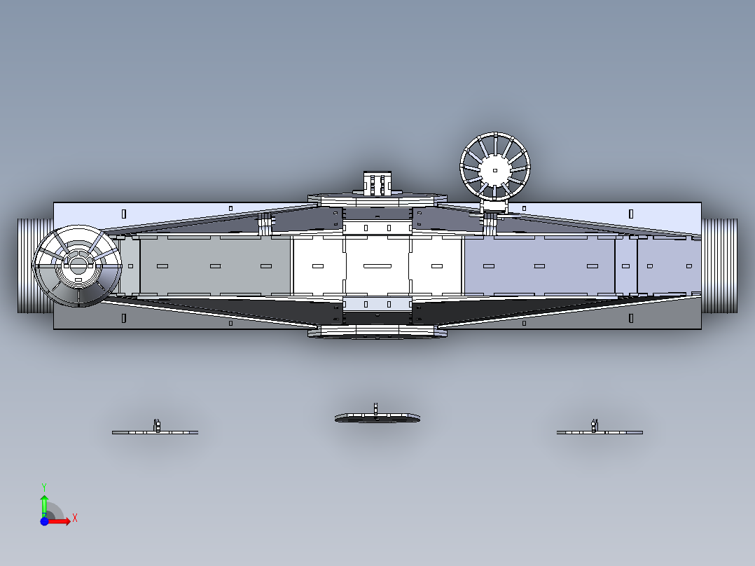B2005261-千年 falcon，星球大战 3d 拼图，薄板，宇宙飞船，金属工艺设计前视图