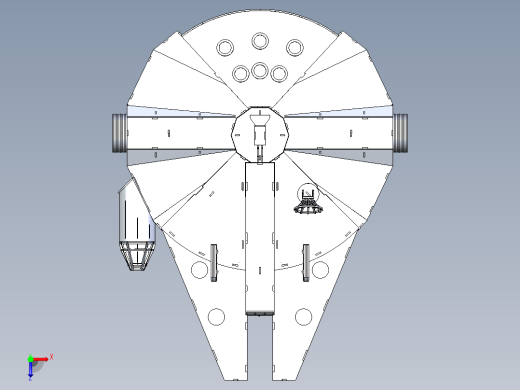 B2005261-千年 falcon，星球大战 3d 拼图，薄板，宇宙飞船，金属工艺设计俯视缩略图