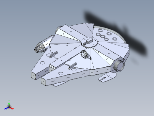 B2005261-千年 falcon，星球大战 3d 拼图，薄板，宇宙飞船，金属工艺设计正等轴测缩略图