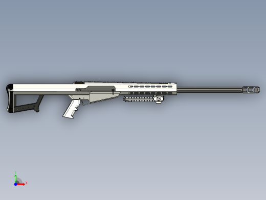 手枪左轮冲锋枪老式狙击步枪设计3D图纸M-107 Barrett LR Sniper Rifle前视缩略图