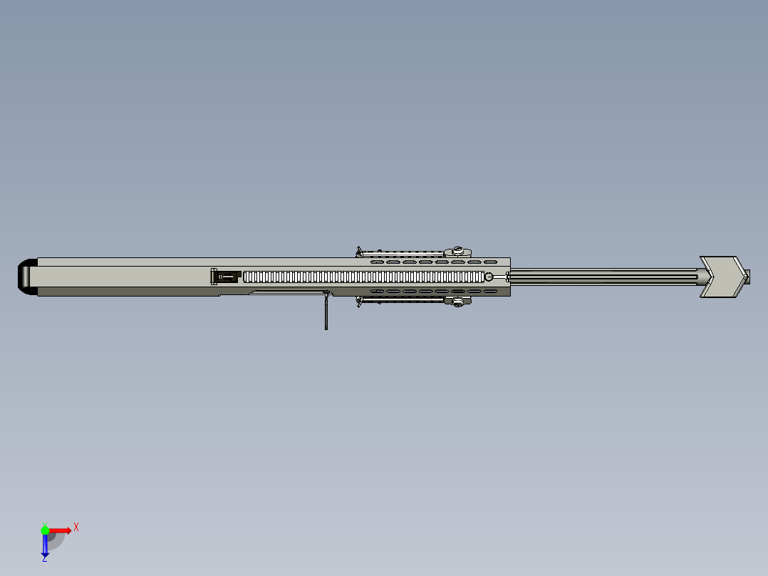 手枪左轮冲锋枪老式狙击步枪设计3D图纸M-107 Barrett LR Sniper Rifle俯视图