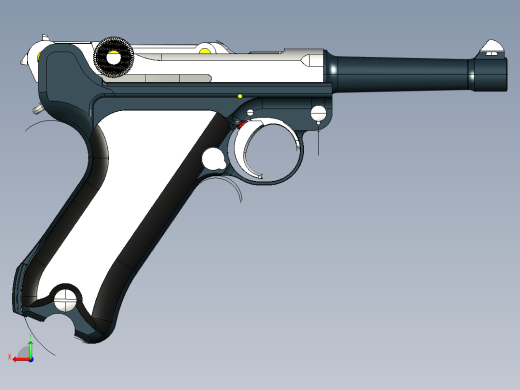 手枪左轮冲锋枪老式狙击步枪设计3D图纸Luger P08 1916 IGS后视缩略图