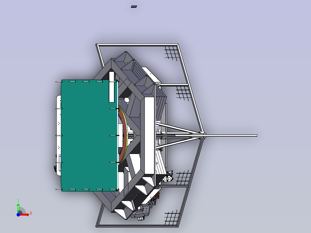 一款汽车引擎盖机器人自动焊接站设计前视图