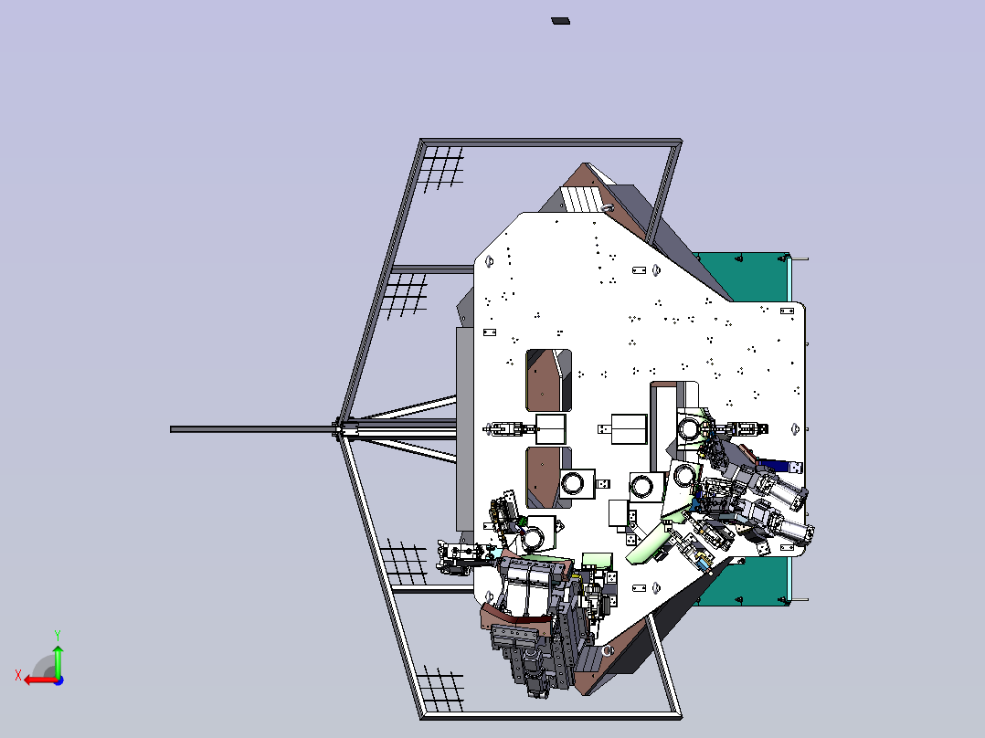 一款汽车引擎盖机器人自动焊接站设计后视图