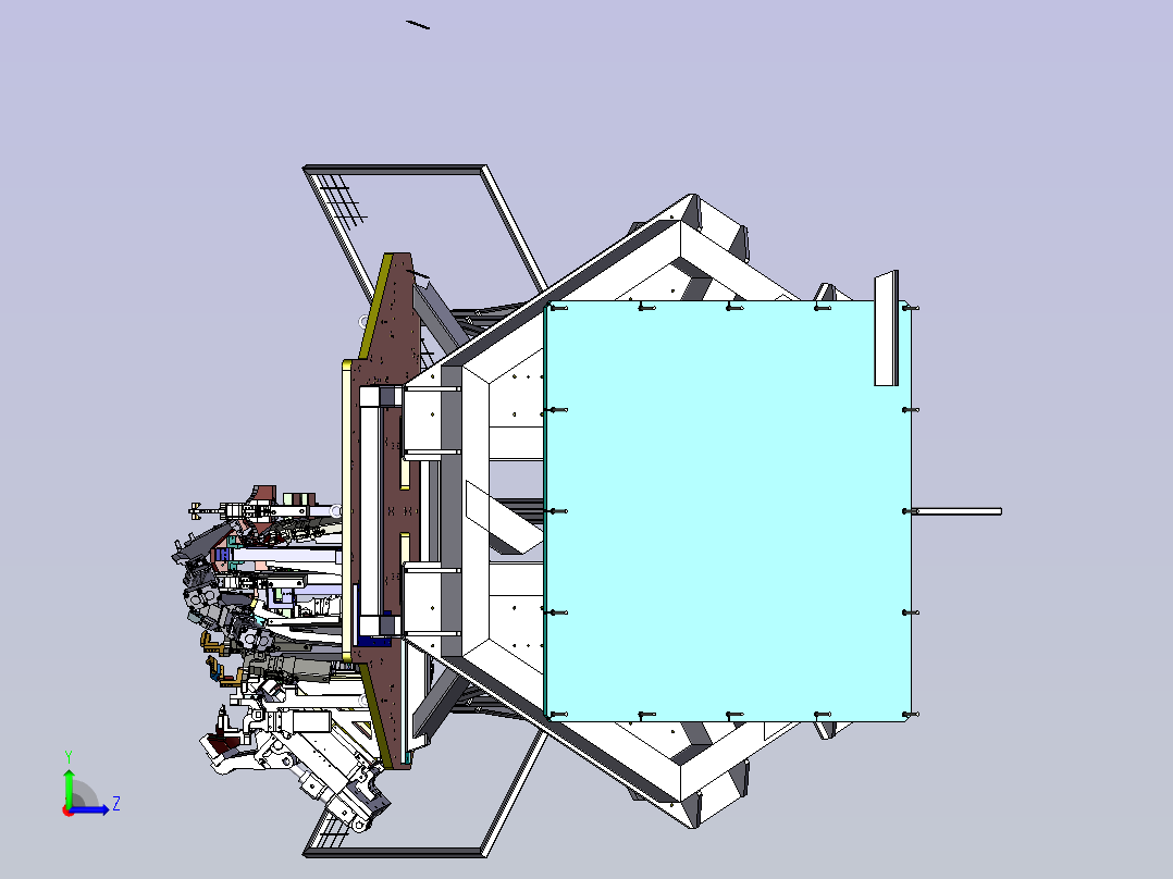 一款汽车引擎盖机器人自动焊接站设计左视图