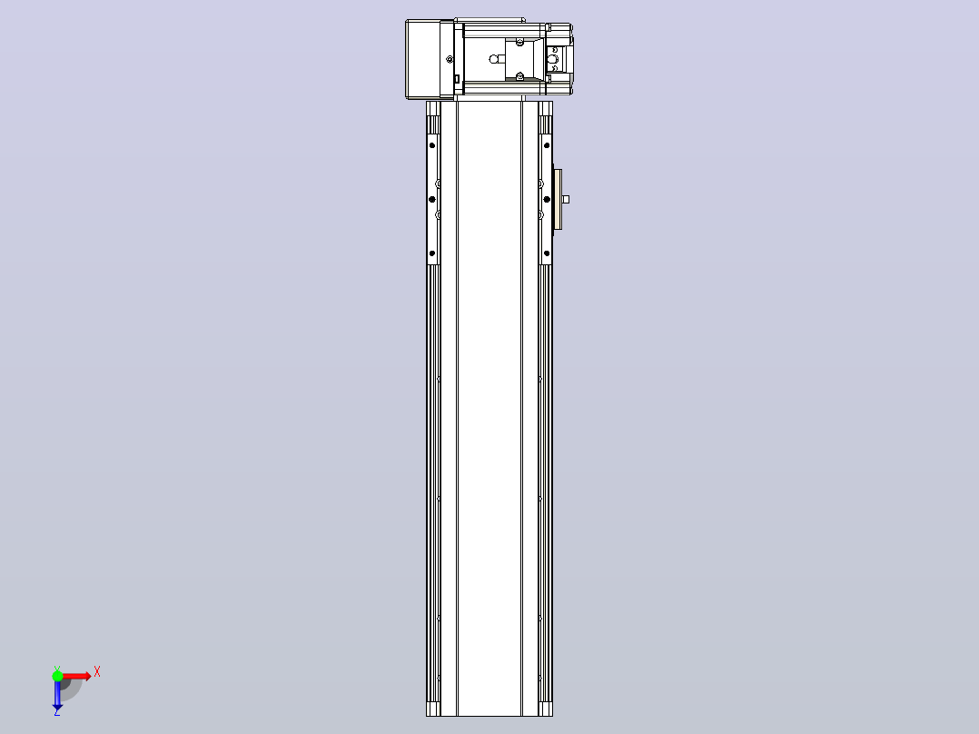 皮带直线轴半封闭可选导轨TPA-HNB-105D-90-L300-RU-Y-P20-N3俯视图