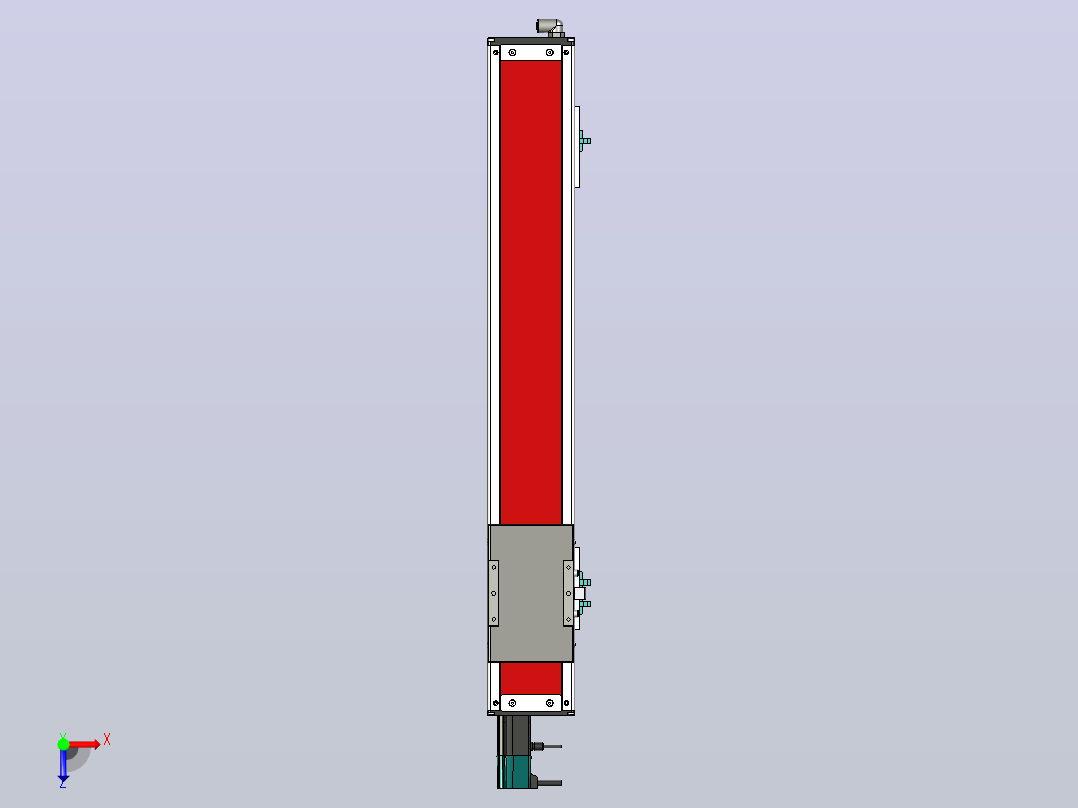 550 mm行程的线性行程和中央电机XNTD10-550-BC俯视图