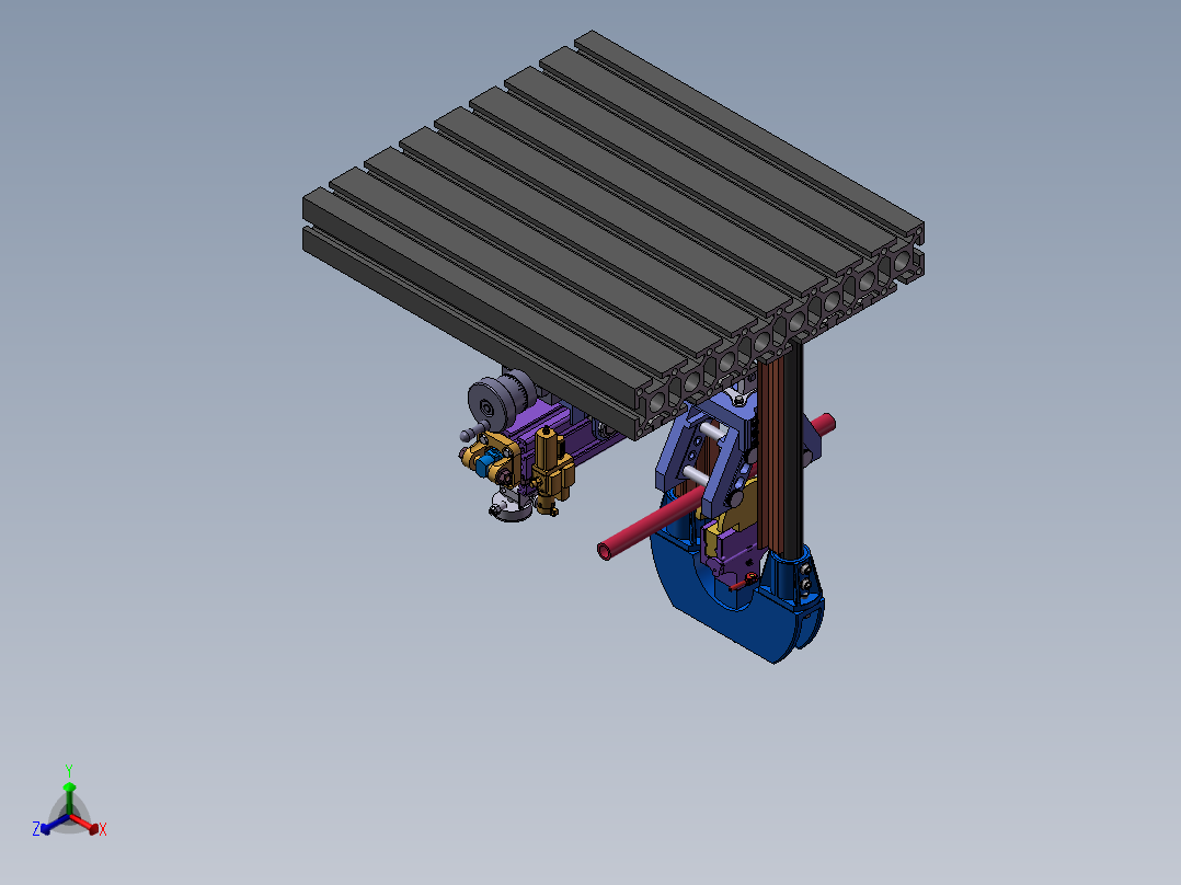 小型液压圆管冷弯成形机成型及退料机构设计(sw+cad+说明书)正等轴测图