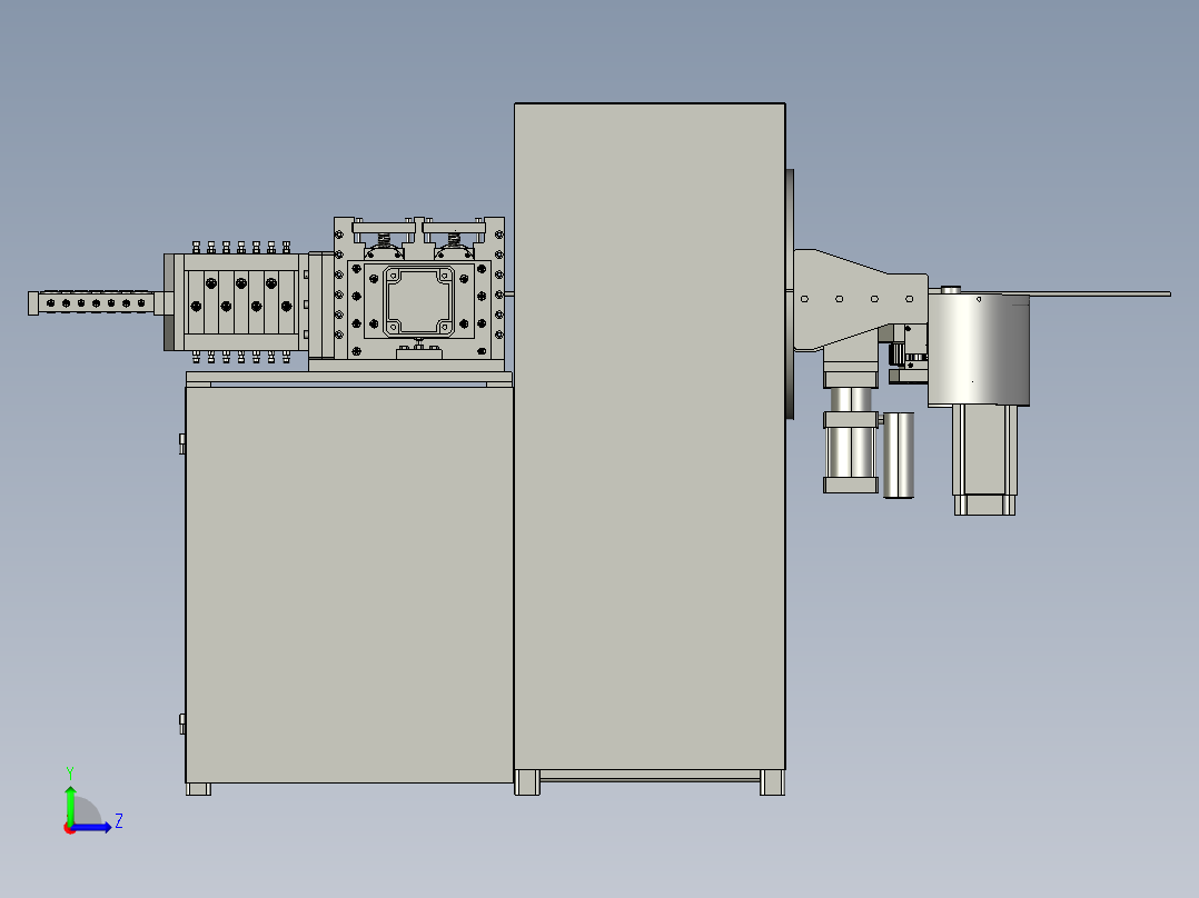 全自动线材折弯机 3D图 机械设计自动化3D模型文件STEP格式左视图