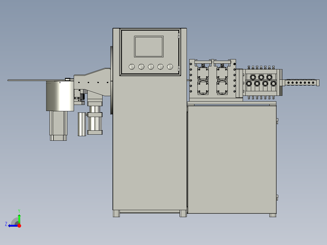全自动线材折弯机 3D图 机械设计自动化3D模型文件STEP格式右视图