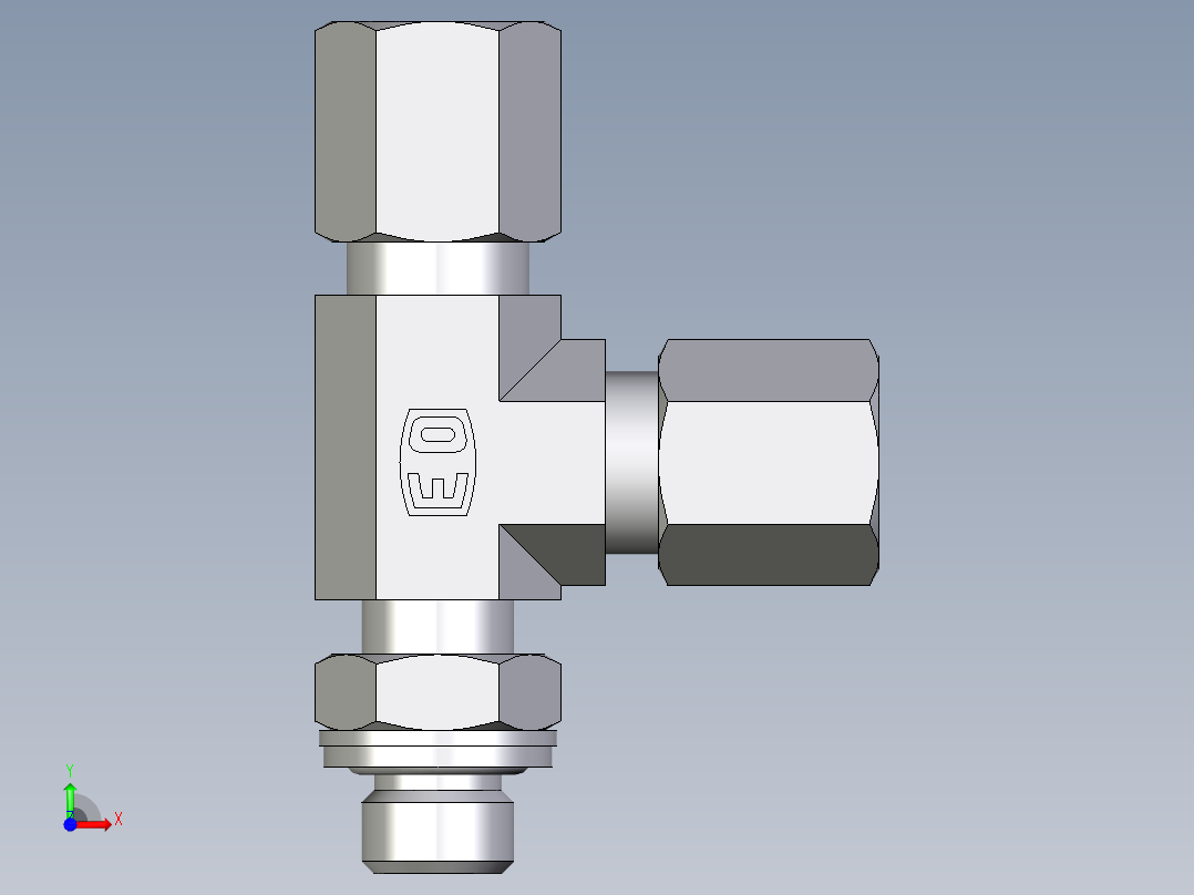 卡套式工业通用硬管接头EO_Adjustable_locknut_run_tee_LEE06LMCF前视图