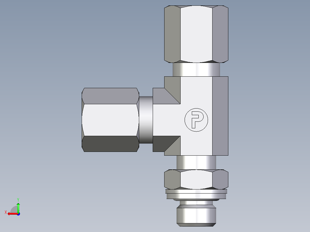 卡套式工业通用硬管接头EO_Adjustable_locknut_run_tee_LEE06LMCF后视图