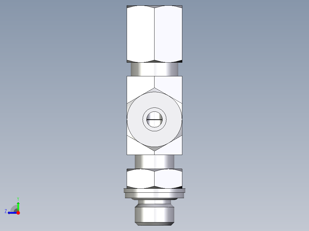 卡套式工业通用硬管接头EO_Adjustable_locknut_run_tee_LEE06LMCF右视图