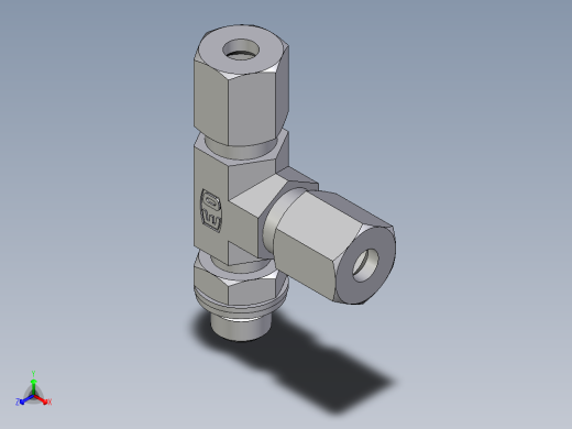 卡套式工业通用硬管接头EO_Adjustable_locknut_run_tee_LEE06LMCF正等轴测缩略图