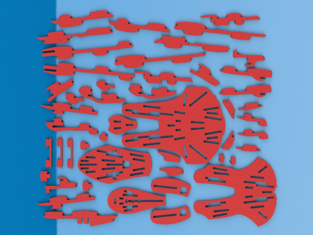 激光下料拼图星际战舰AutoCAD, SOLIDWORKS 2010, STEP _ IGES