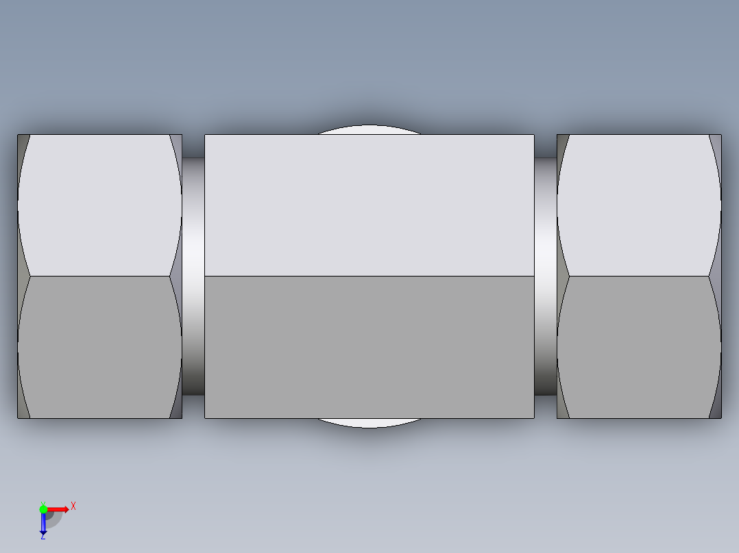 卡套式工业通用硬管接头EO_Adjustable_locknut_branch_tee_TEE30ZSRCF俯视图
