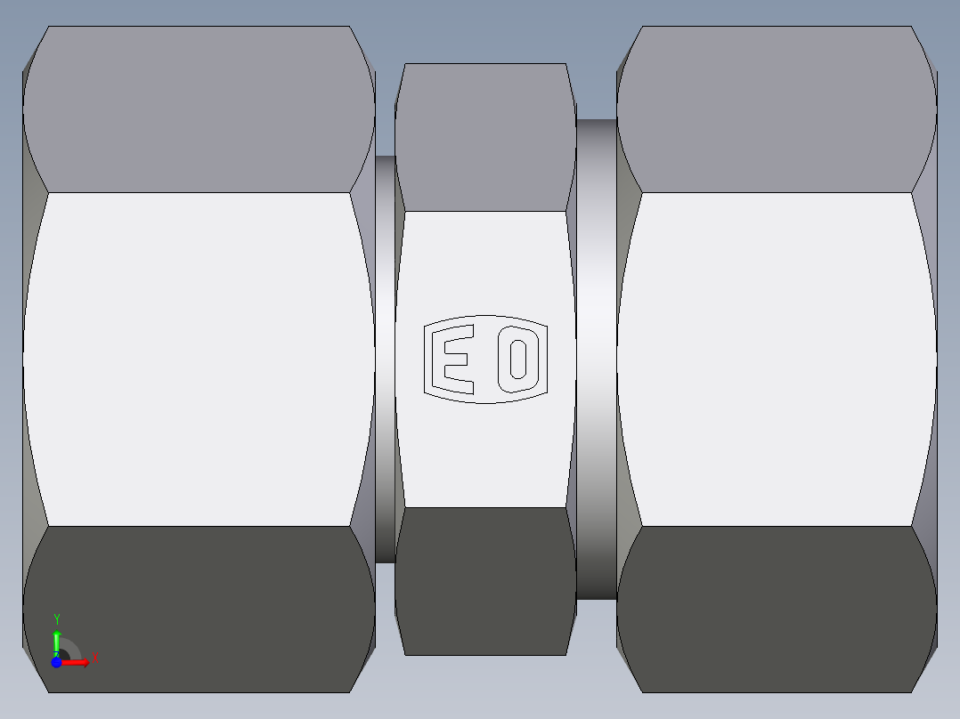 卡套式工业通用硬管接头EO_Distance_piece_adapter_DA22ZLCF前视图