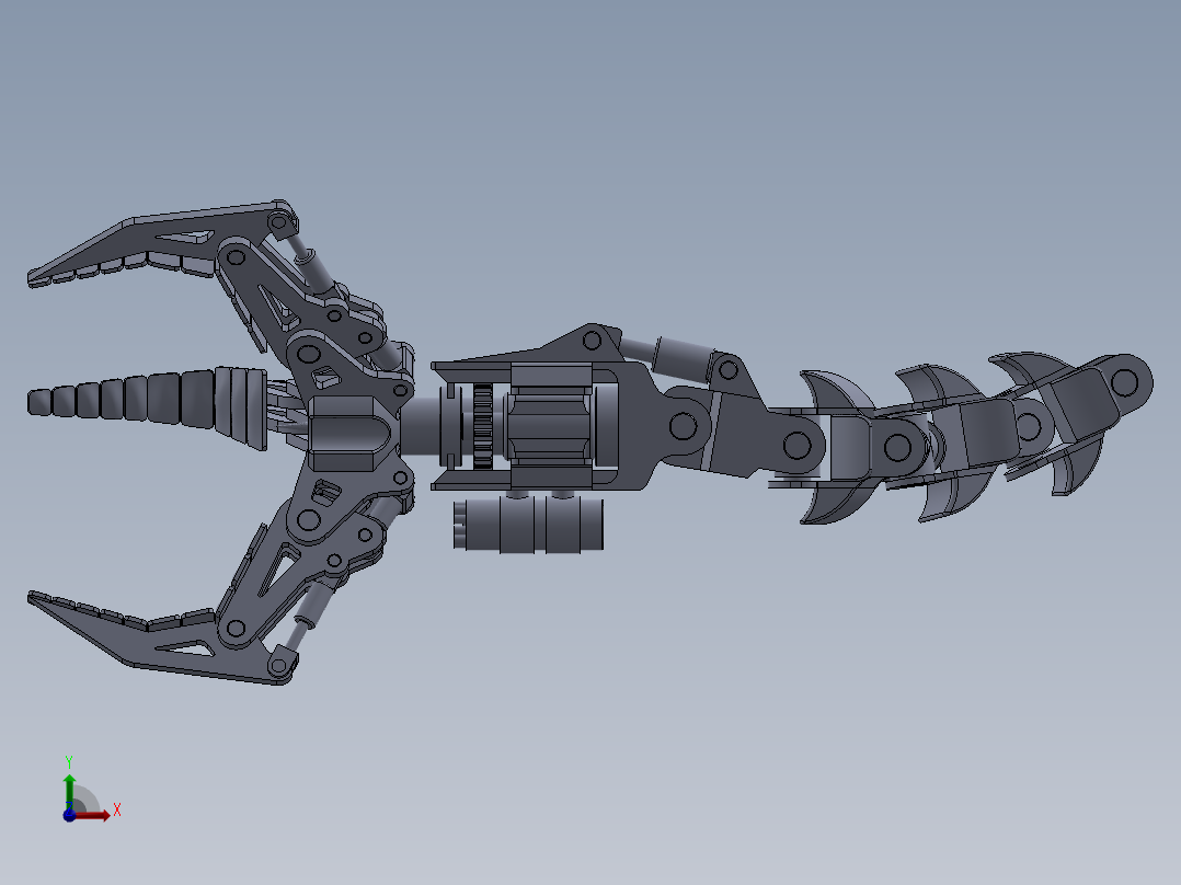 机械章鱼爪机械臂3D数模图纸 Solidworks设计 附x_t前视图