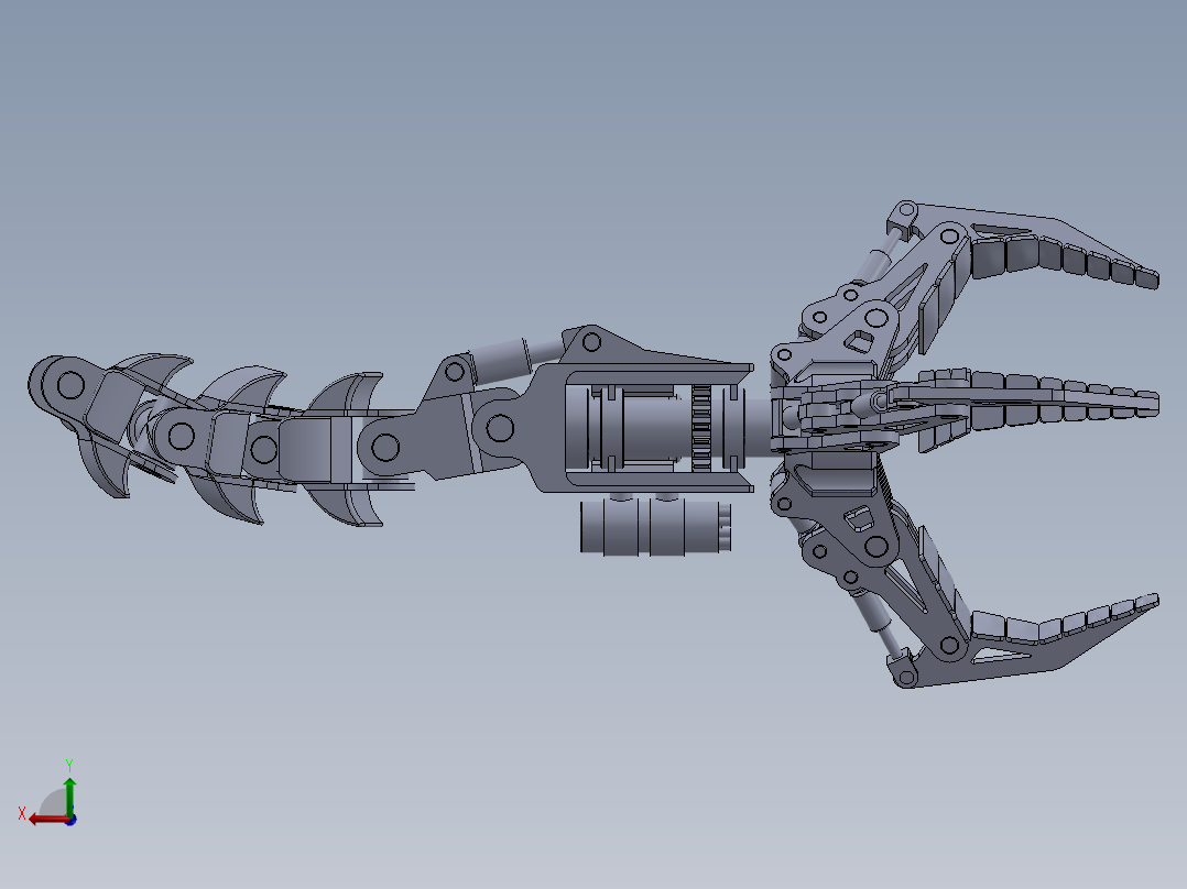 机械章鱼爪机械臂3D数模图纸 Solidworks设计 附x_t后视图