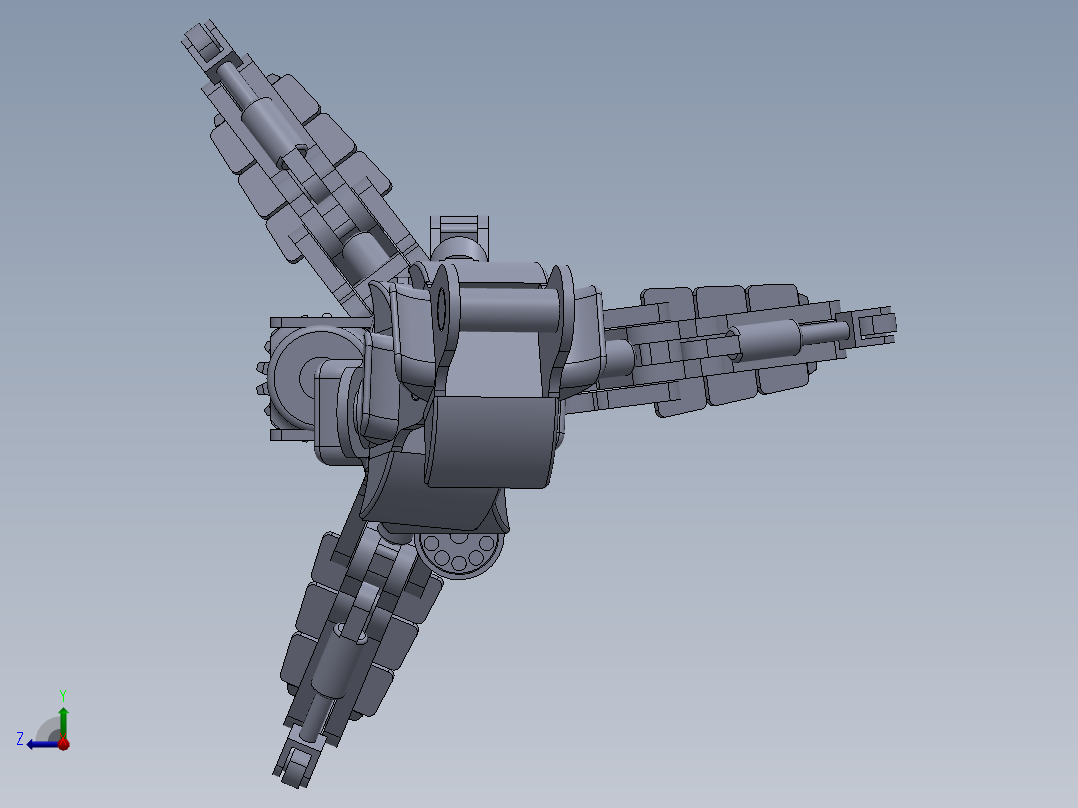 机械章鱼爪机械臂3D数模图纸 Solidworks设计 附x_t右视图