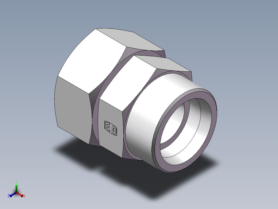直通同径度接头、2D-52正等轴测图