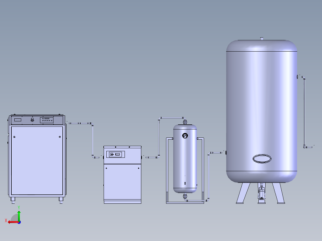 空压机管道系统后视图