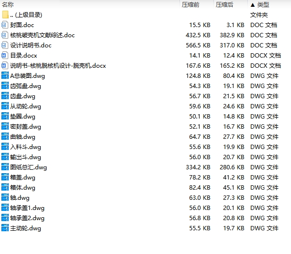 核桃脱核机设计-脱壳机含15张CAD图