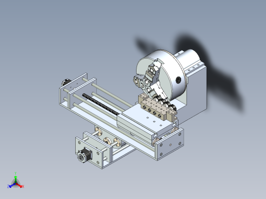 台式小型数控车床CNC加工机床模组3D图纸