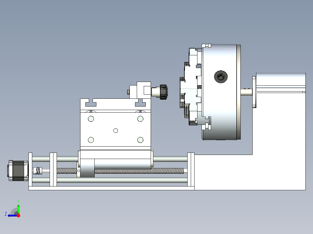 台式小型数控车床CNC加工机床模组3D图纸右视图