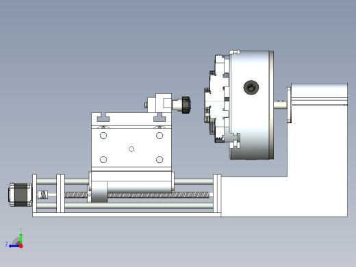 台式小型数控车床CNC加工机床模组3D图纸右视缩略图