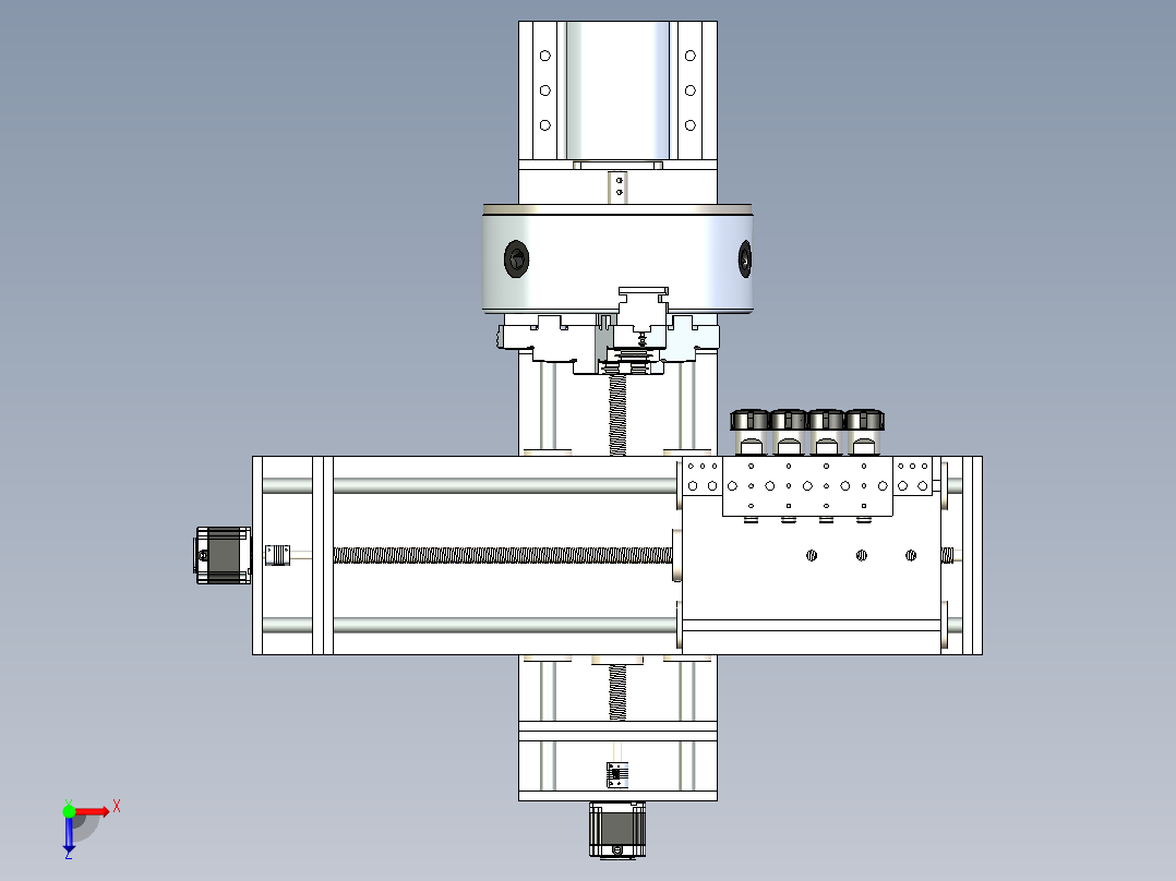 台式小型数控车床CNC加工机床模组3D图纸俯视图
