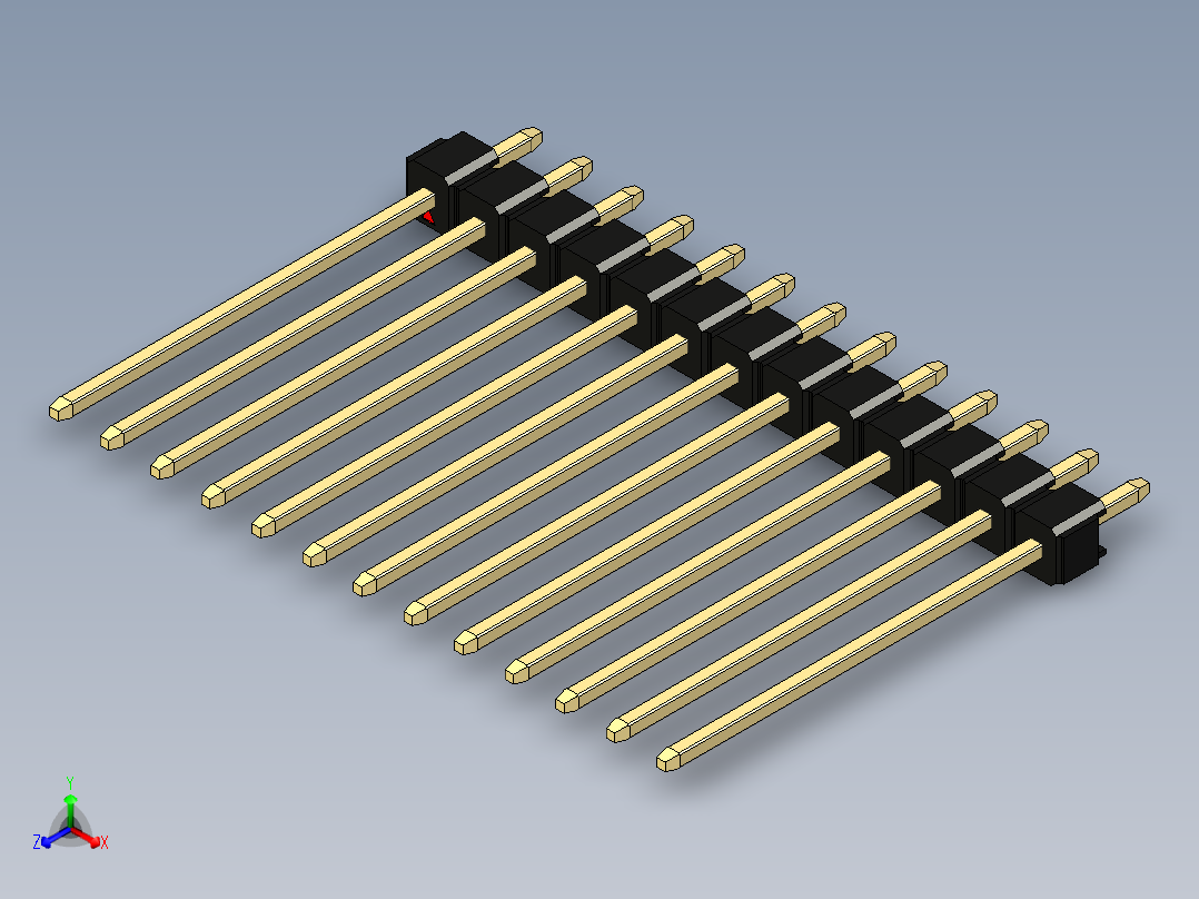 彩色公头100mil（2.54mm）系列-DS1021_black_1x13p_100mil_Type19_rev1.0主视图