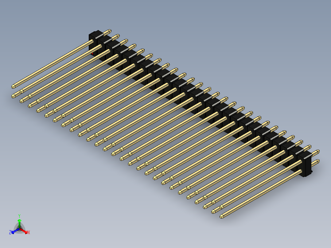 彩色公头100mil（2.54mm）系列-DS1021_black_2x26p_100mil_Type43_rev1.0正等轴测图