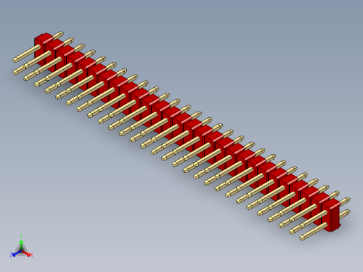彩色公头100mil（2.54mm）系列-DS1021_red_2x28p_100mil_Type1_rev1.0正等轴测缩略图