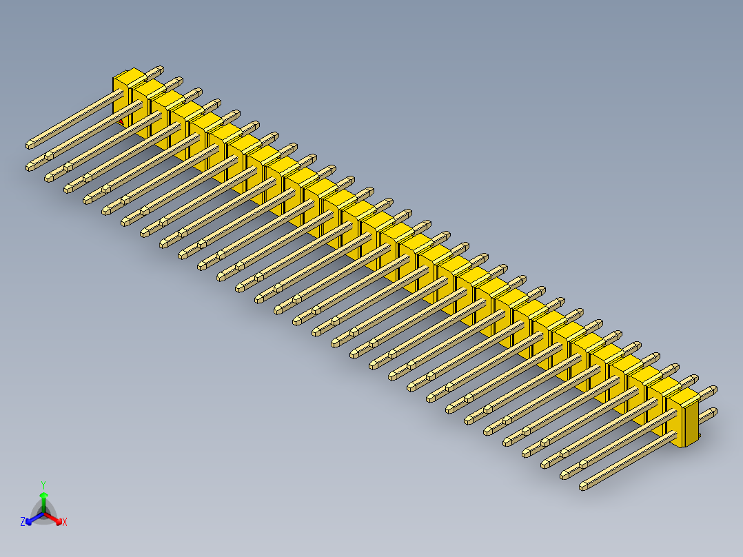彩色公头100mil（2.54mm）系列-DS1021_yellow_2x30p_100mil_Type5_rev1.0主视图