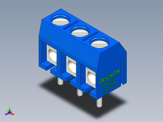 DEGSON DG301 系列 5.0mm 接线端子-DG301-5.0-03P-12-00AH正等轴测缩略图