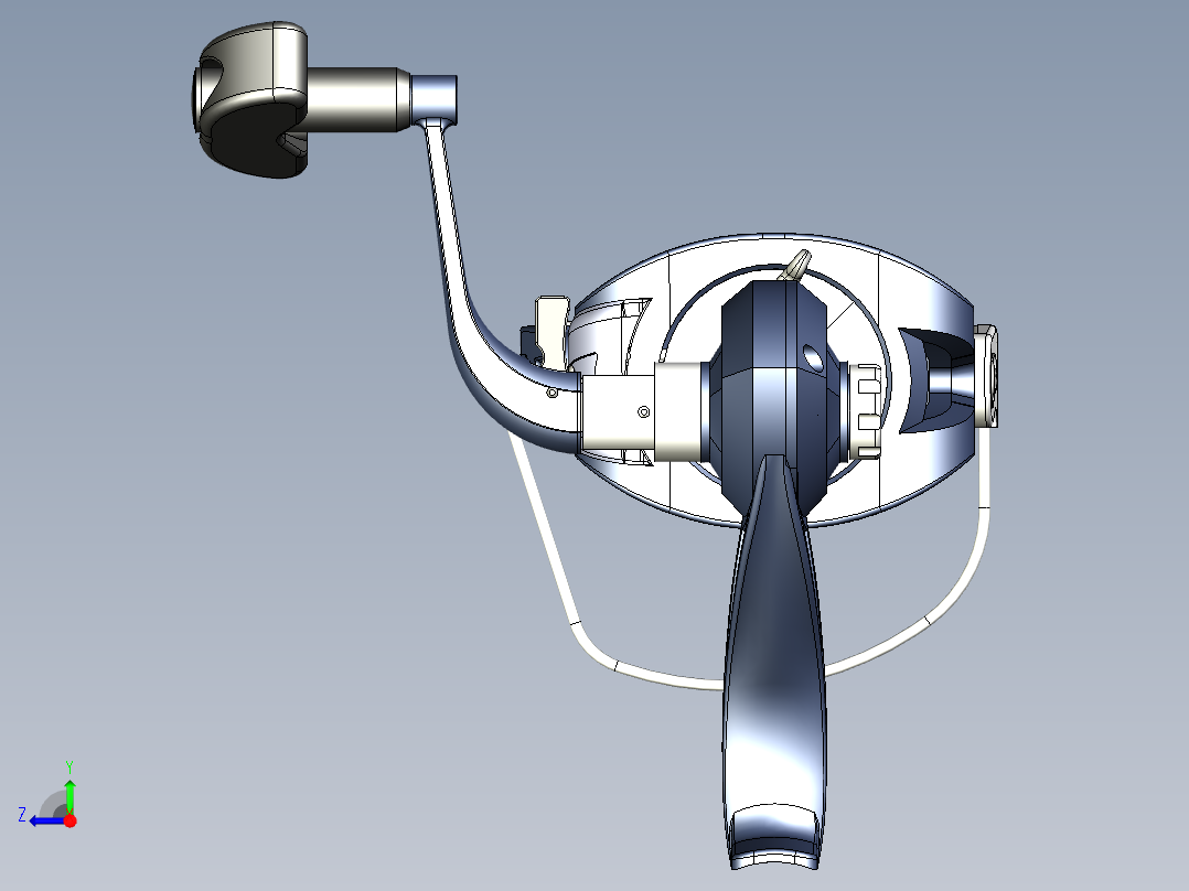 摇臂鱼线轮 纺车轮右视图