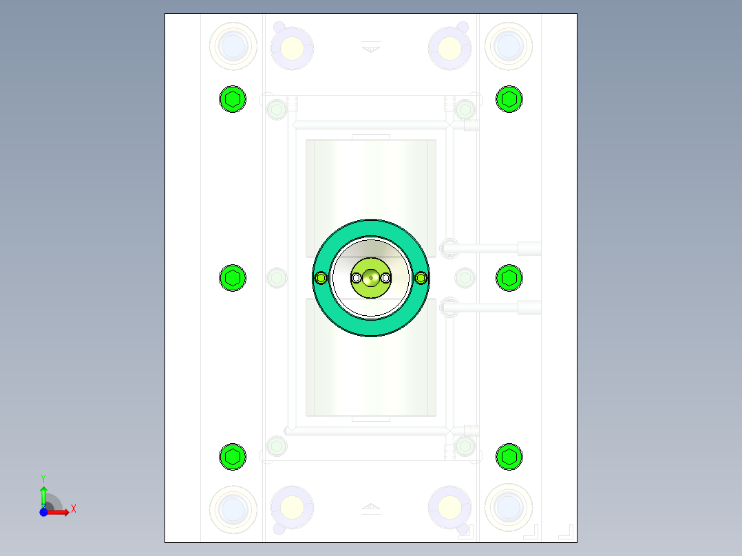 塑料桶罩注塑模具设计-一模两腔含三维UG模型1281266前视图