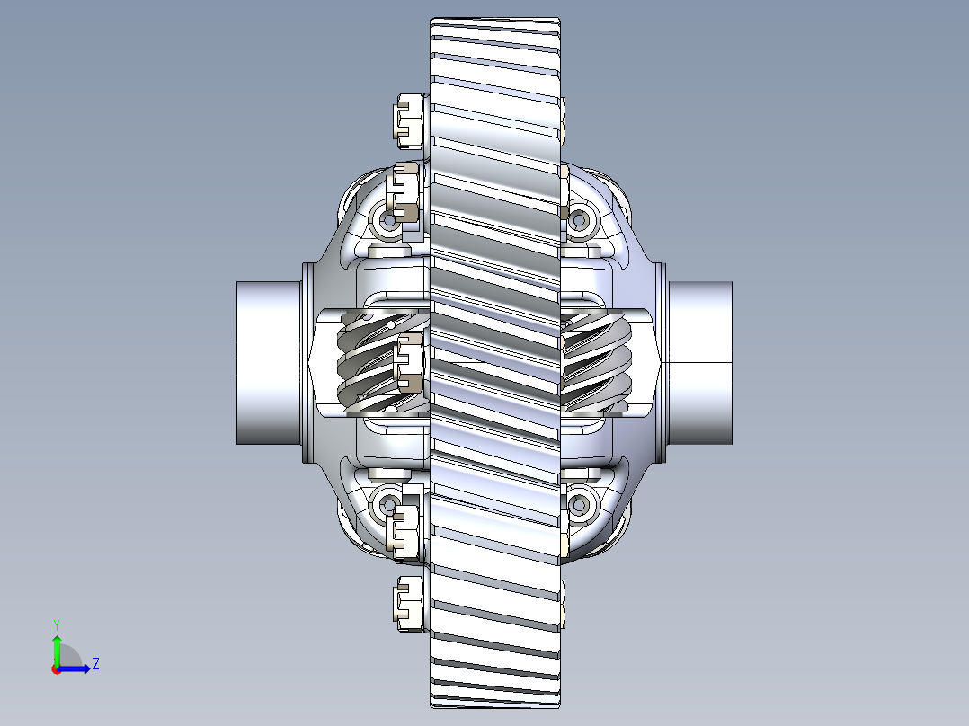 蜗杆螺旋差速器左视图