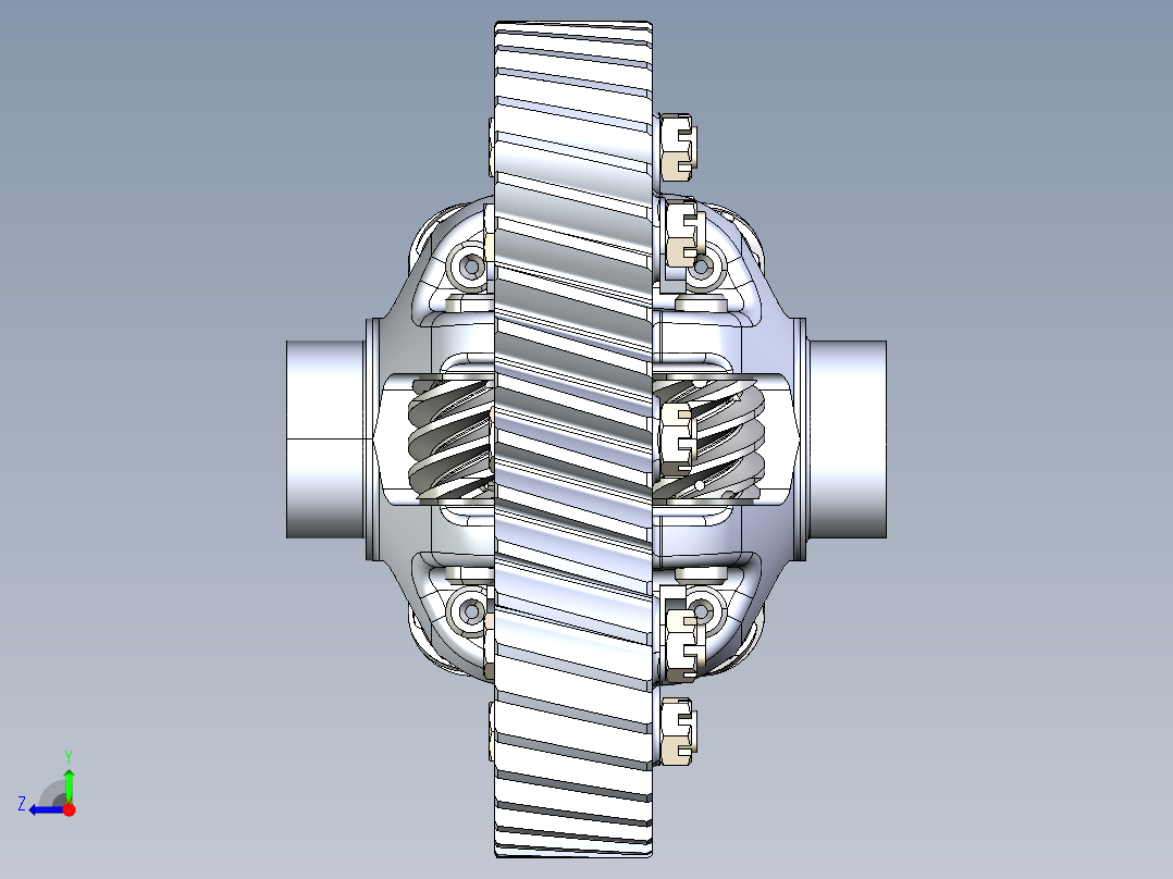 蜗杆螺旋差速器右视图