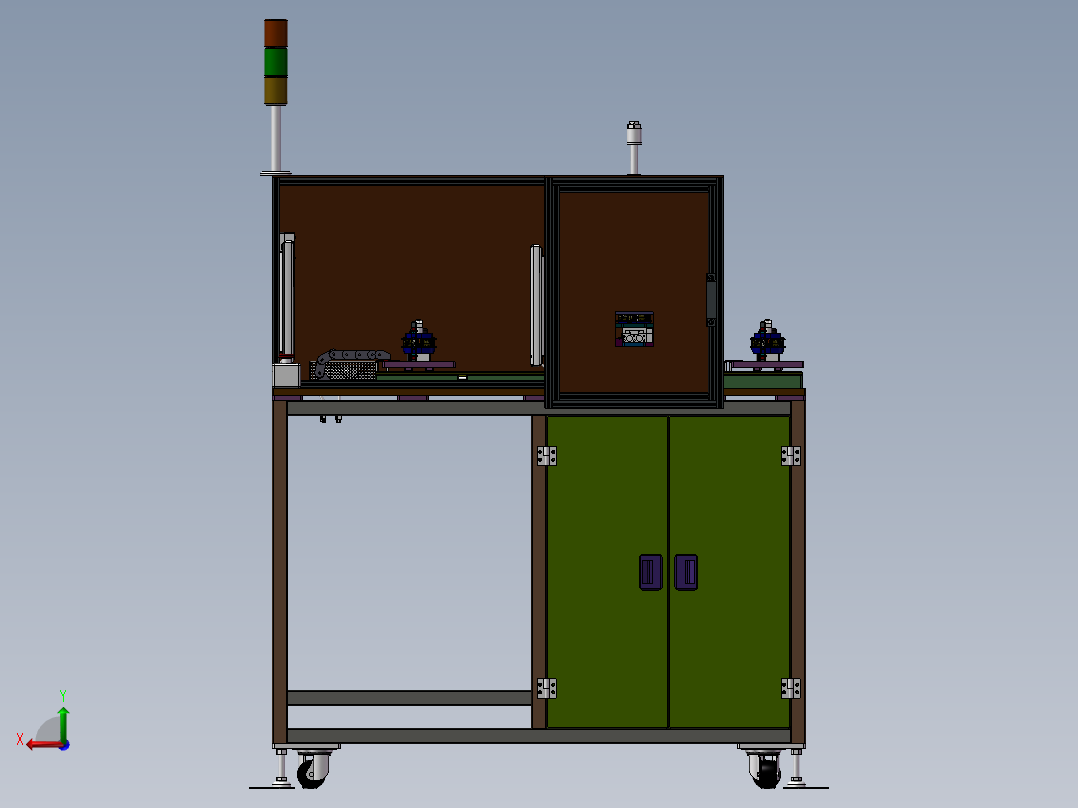 三工位切料根设备 3D模型后视图