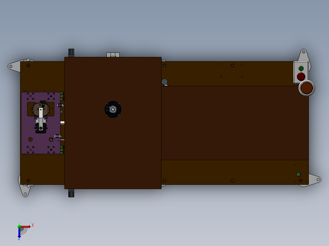 三工位切料根设备 3D模型俯视图